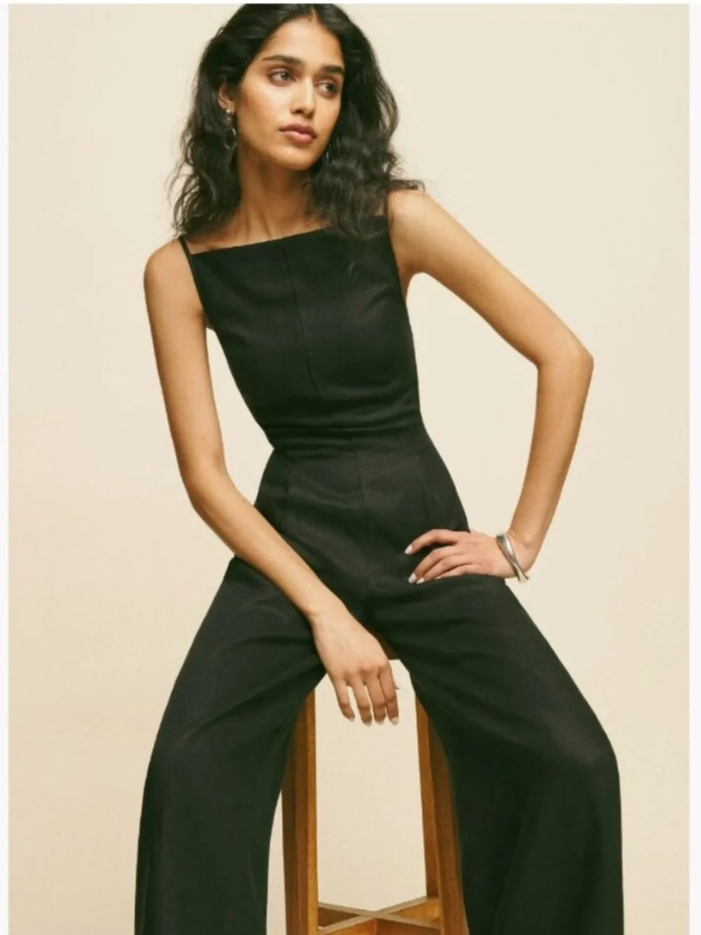 Reformation Ciara Linen Jumpsuit Black Size 6